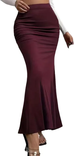 Women's High Waist Skirts Slim Bodycon Flared Midi Skirt Elasticized Waistband A Line Maxi Long Pencil Skirts