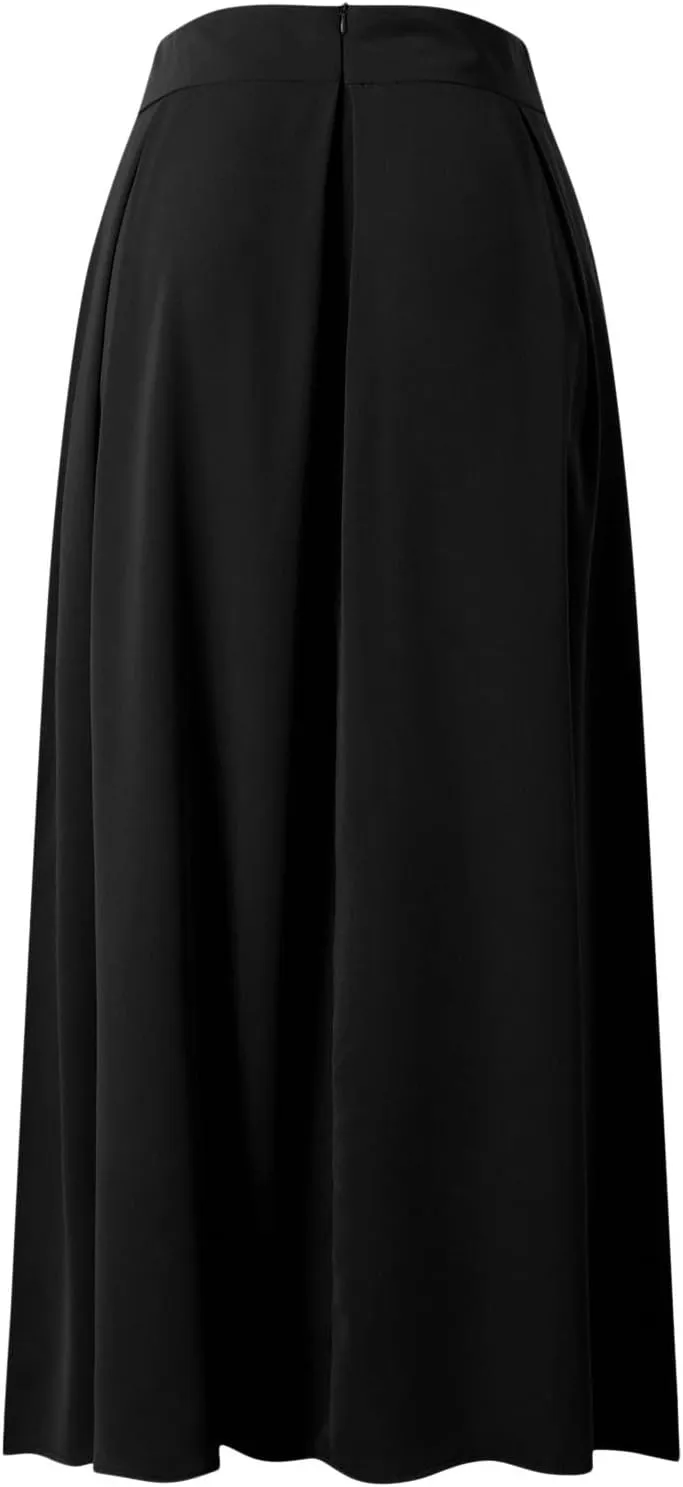 Women's Large Solid Color Pocket High Waist Ol Half Skirt Pleated Skirt Maternity Skirt