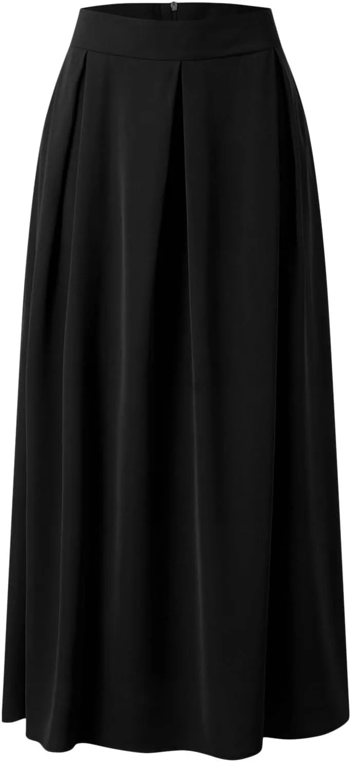 Women's Large Solid Color Pocket High Waist Ol Half Skirt Pleated Skirt Maternity Skirt