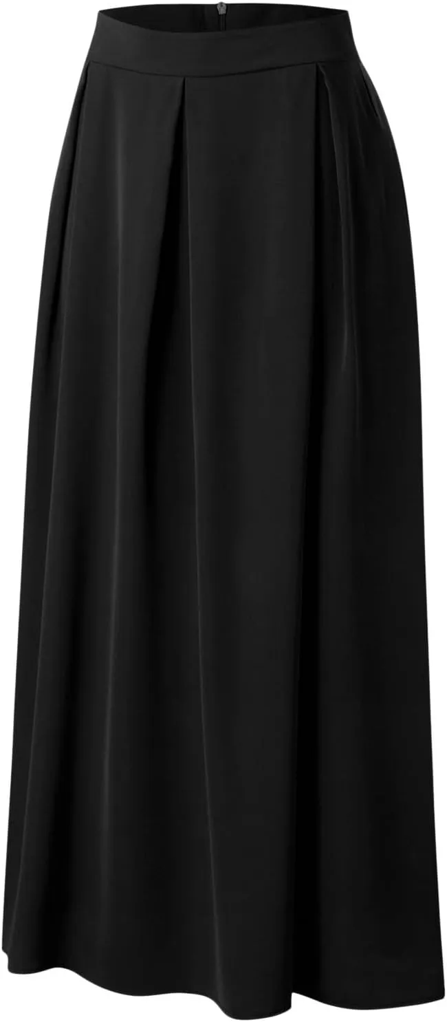 Women's Large Solid Color Pocket High Waist Ol Half Skirt Pleated Skirt Maternity Skirt