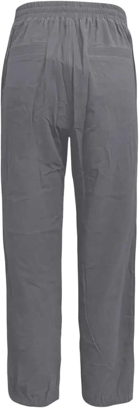 Womens Linen Pants Casual Summer High Waisted Drawstring Tapered Pants Baggy Sweatpants with Pockets Travel Trousers