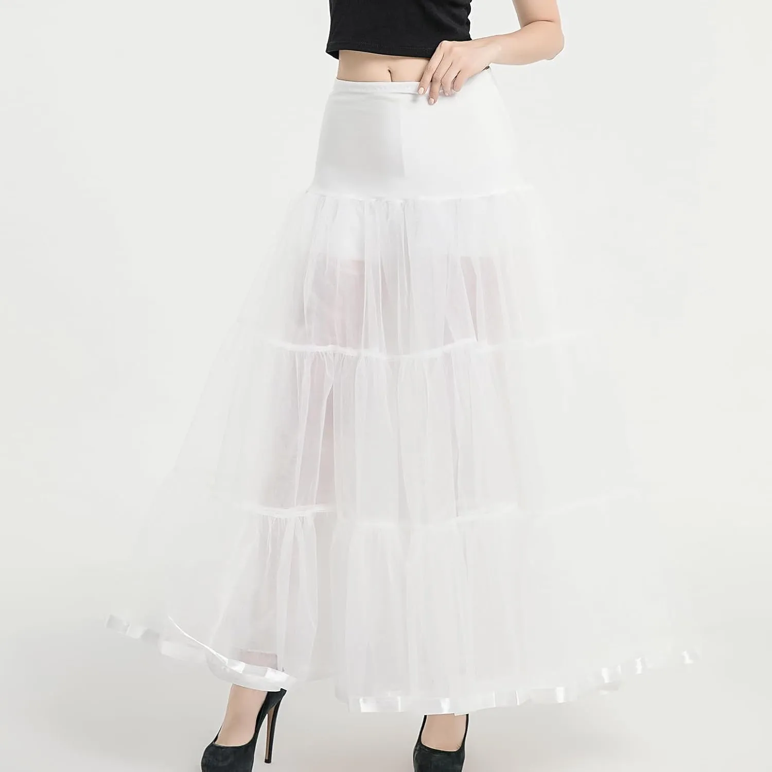 Women's Maxi Petticoat Tulle Skirt Ruffle Skirt Bustle High Waist Wedding Flowy A Line Fall Fashion Summer