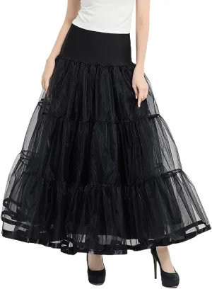 Women's Maxi Petticoat Tulle Skirt Ruffle Skirt Bustle High Waist Wedding Flowy A Line Fall Fashion Summer
