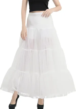 Women's Maxi Petticoat Tulle Skirt Ruffle Skirt Bustle High Waist Wedding Flowy A Line Fall Fashion Summer