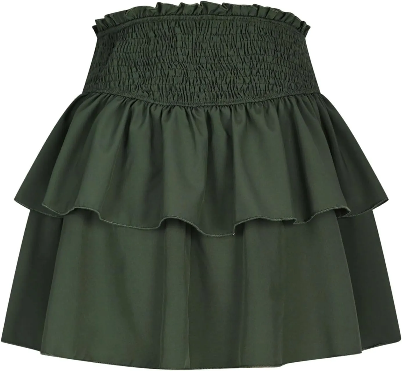 Women's Mini Skirt Elastic High Waist Pleated Skirt Double Layered Ruffle Short Skirt Cute Tiered Sports Skirt