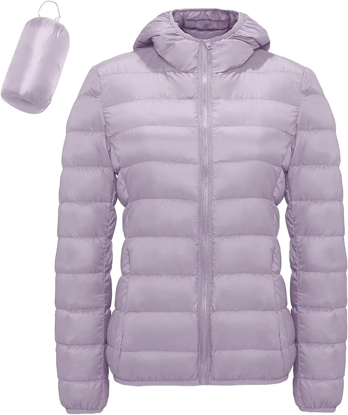 Women's Packable Down Jacket Lightweight Winter Duck Down Jacket Windproof Slim Fit Coat Warm Puffer Jacket with Hood