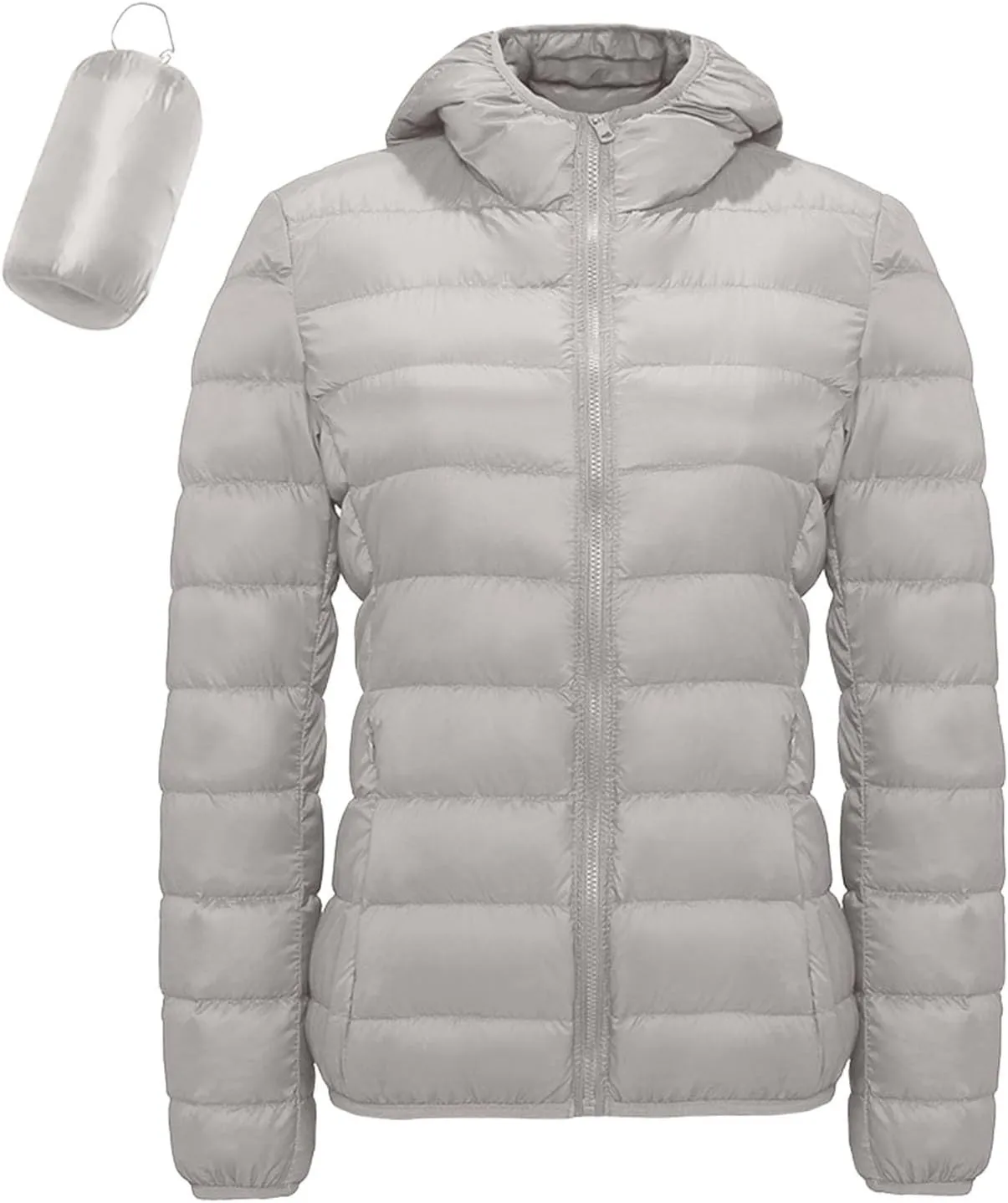 Women's Packable Down Jacket Lightweight Winter Duck Down Jacket Windproof Slim Fit Coat Warm Puffer Jacket with Hood