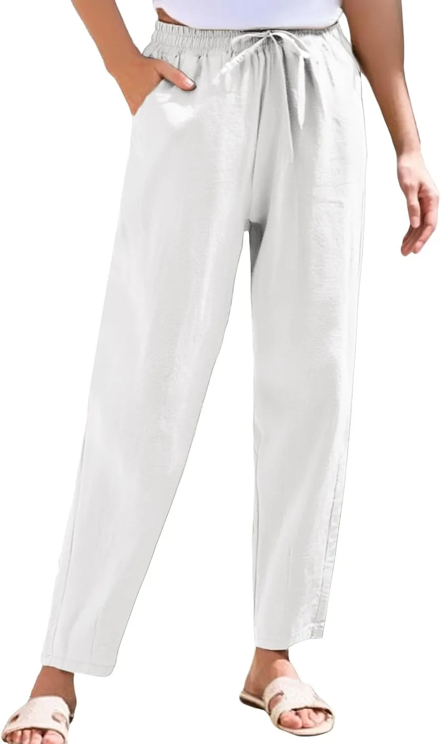 Women's Pants, Straight Leg Casual Everyday Linen Peasant Pants Sweatpants Lounge Plus