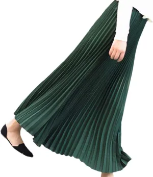 Women's Pleated Midi Skirt Womens Elastic Waist Solid Elegant Skirt Womens Plaid Skirts for Women Midi Skirts
