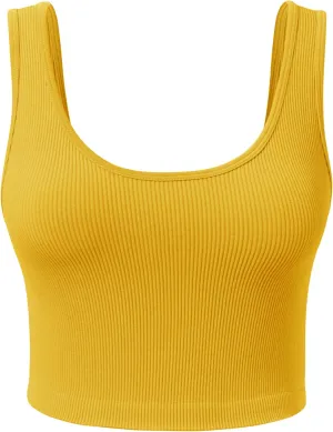 Women's Ribbed Crop Tank Yoga Cropped Top for Workout
