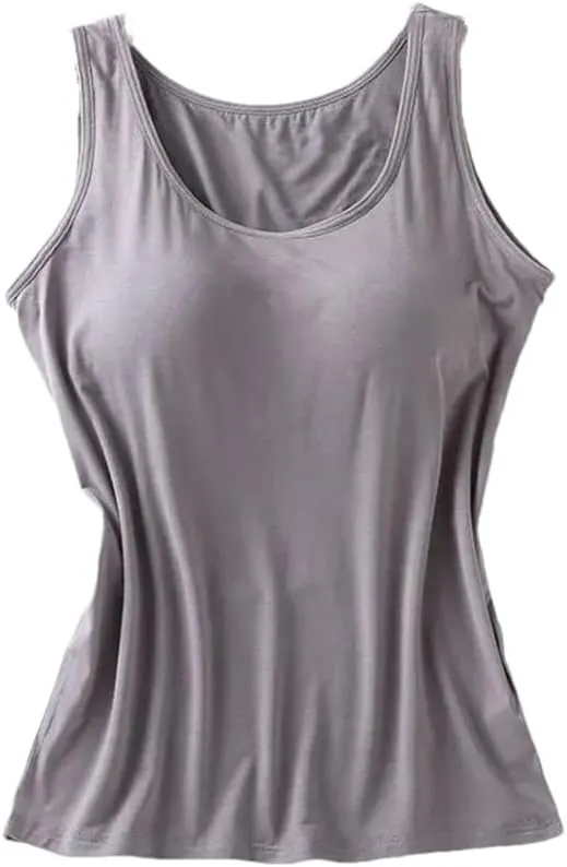Women's Round Neck Solid Color Casual Padded Camisole Top