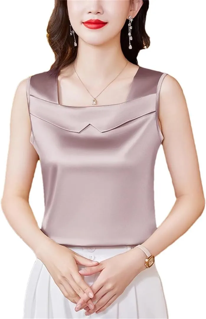 Women's Satin Camisole Tank Top Spring Summer Sleeveless Vest
