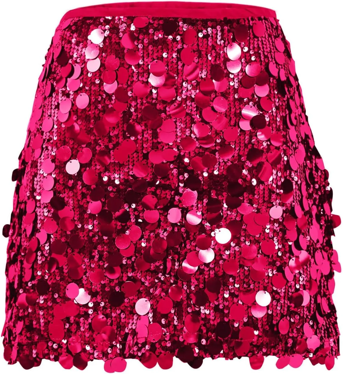 Womens Sequin Skirts Sparkly Glitter Mid-Thigh Length Concert Mini Skirt Shiny Dance Club Rave Party Bodycon Skirt