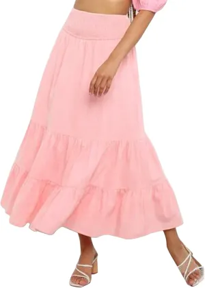 Womens Skirts Pleated A-Line Swing Skirt Vintage Irregular Midi Skirts Ruffle Layered High Waist Hip Long Skirt