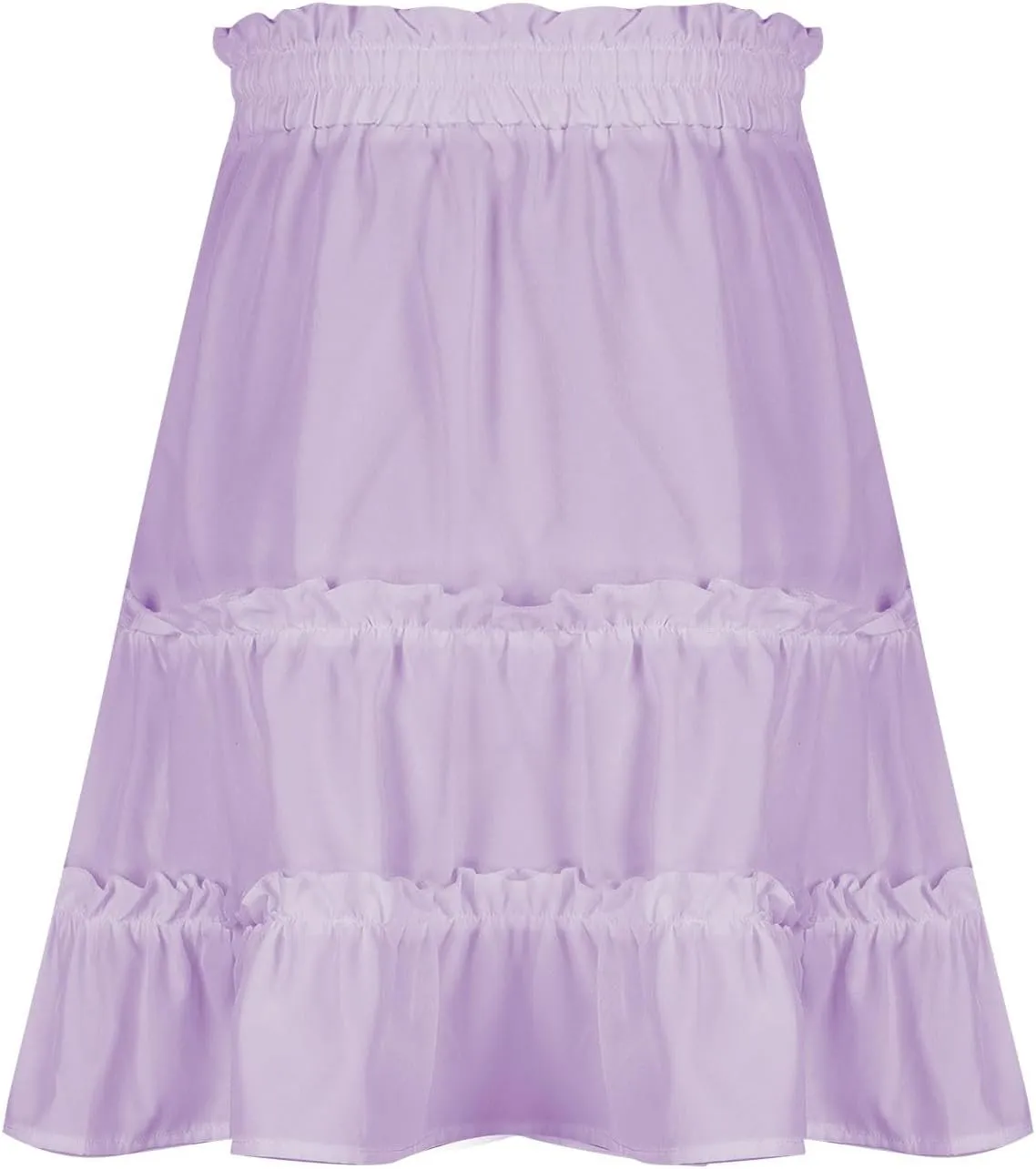 Womens Summer Beach Skirts Flowy Ruffle Tiered Mini Skirt Cute High Waist Boho Flared A-Line Short Skirts Dress