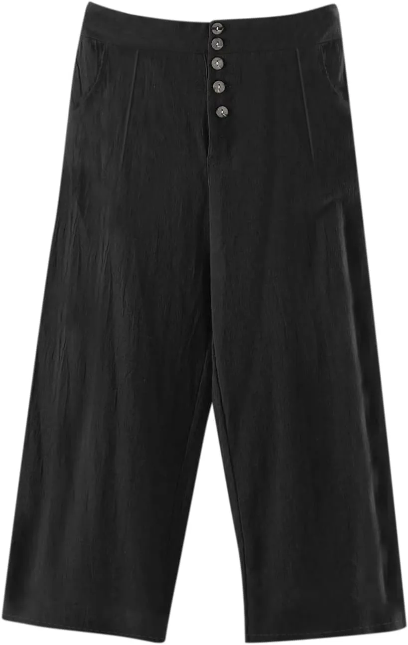 Women's Summer Drawstring Waist Wide Leg Loose Cotton Linen Palazzo Pants High Waisted 2025 Summer Lounge Trouser