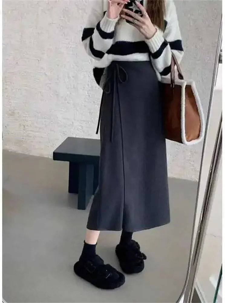 Women's Summer Slim Fit A-Line Skirt Fashion Loose Midi Solid Color Skirt