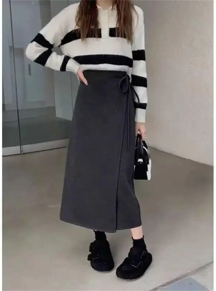 Women's Summer Slim Fit A-Line Skirt Fashion Loose Midi Solid Color Skirt