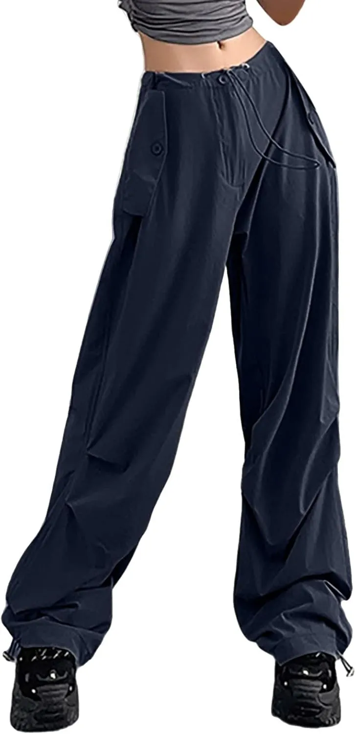 Women's Summer Trendy Jogging Sweatpants Low Rise Drawstring Palazzo Gaucho Sweat Pants Wide Leg Active Trousers