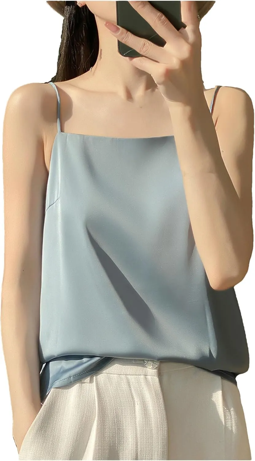 Women's Suspended Tank Top Versatile Base Layer Satin Sleeveless Camisoles