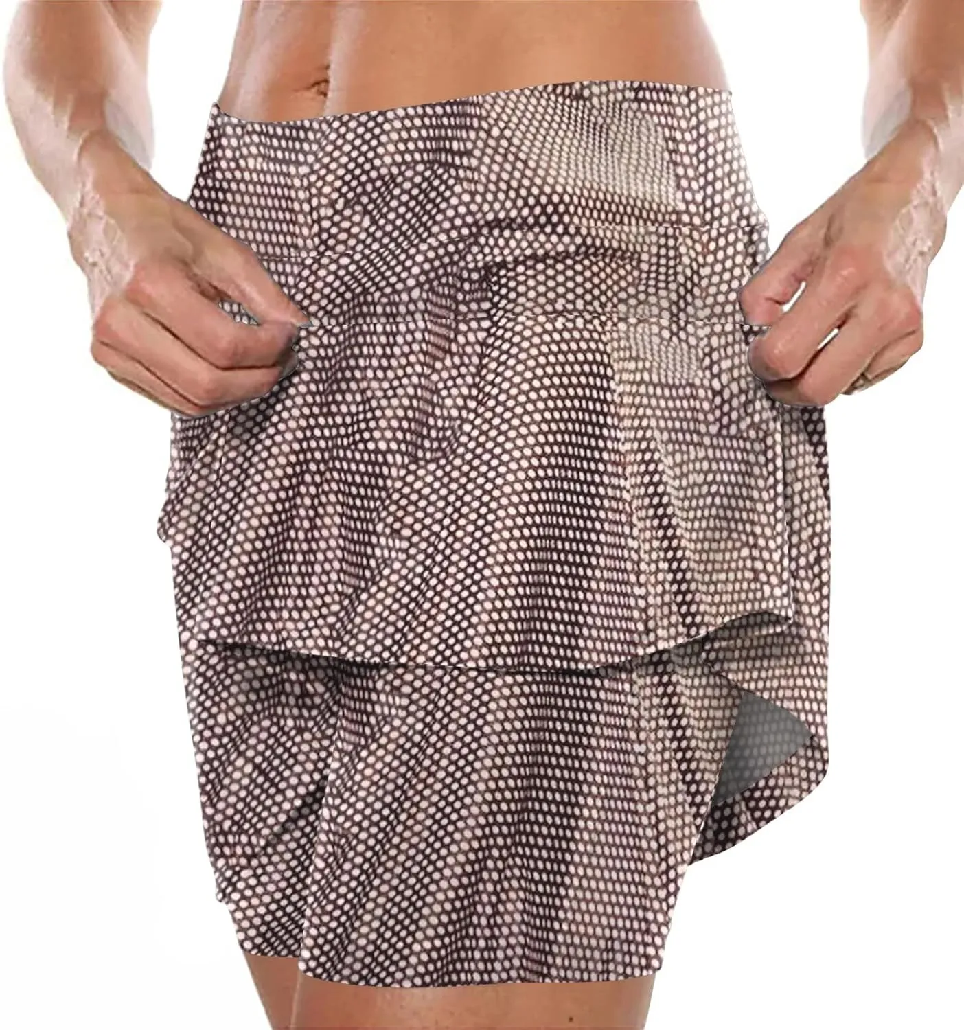 Women's Tennis Skorts Plus Size Polka Dot Printed Active Athletic Golf Skirts with Built in Shorts Workout 2 in 1 Activewear