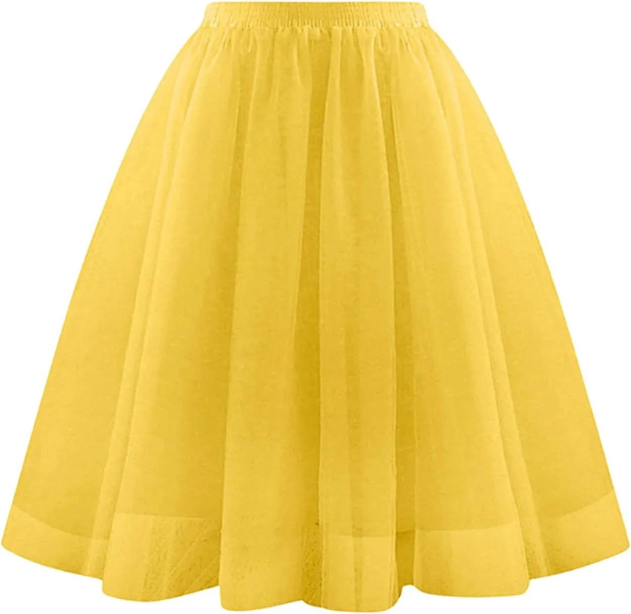 Womens Underskirts for Cosplay Tulle Tutu Skirt A-Line Elastic Ruffle Party Midi Skirt Lightweight Elegant Petticoat