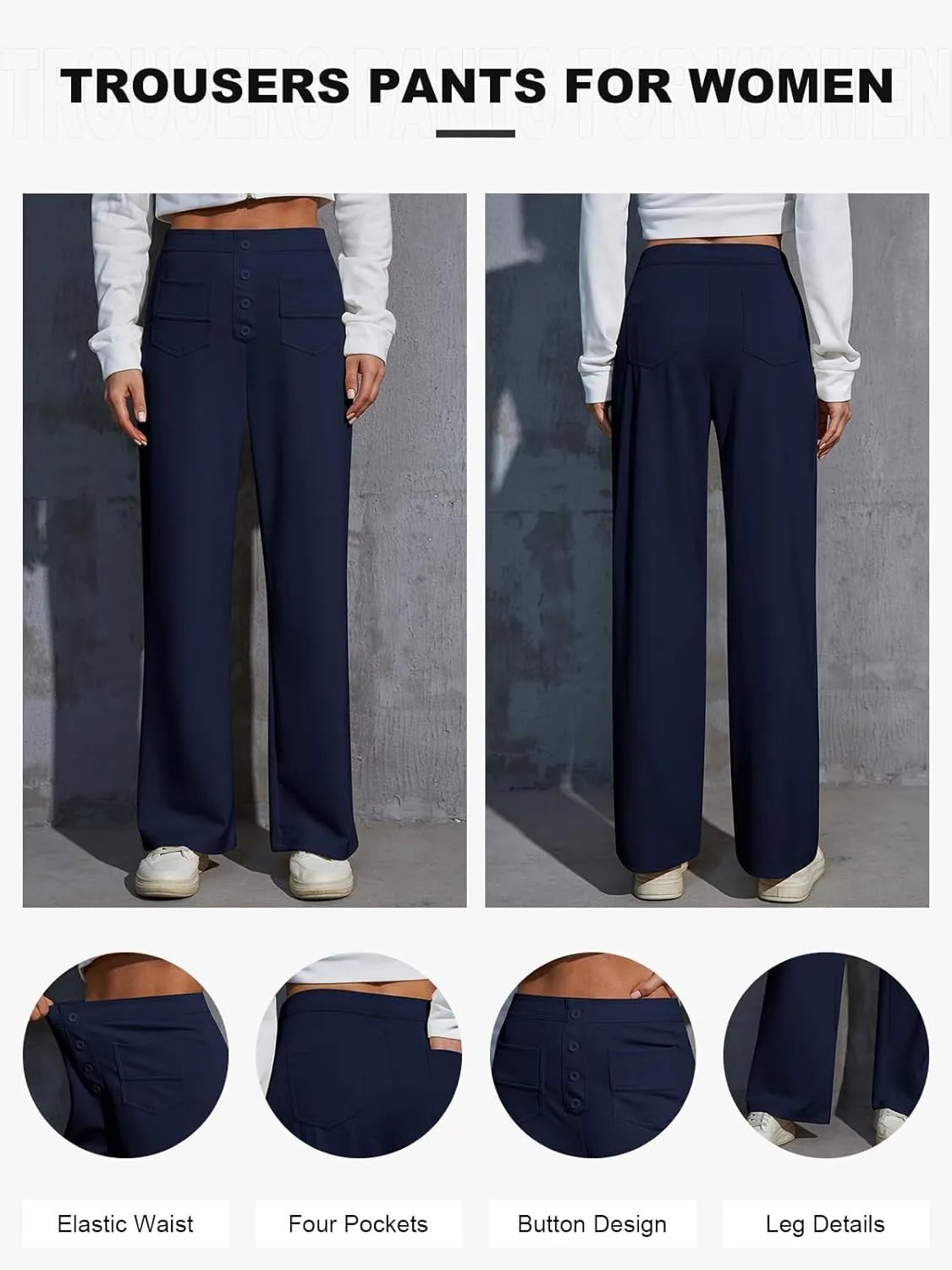 Womens Wide Leg Pants High Waisted Casual Pants for Women Stretchy Business Dress Work Pocket Trousers Pant 2025