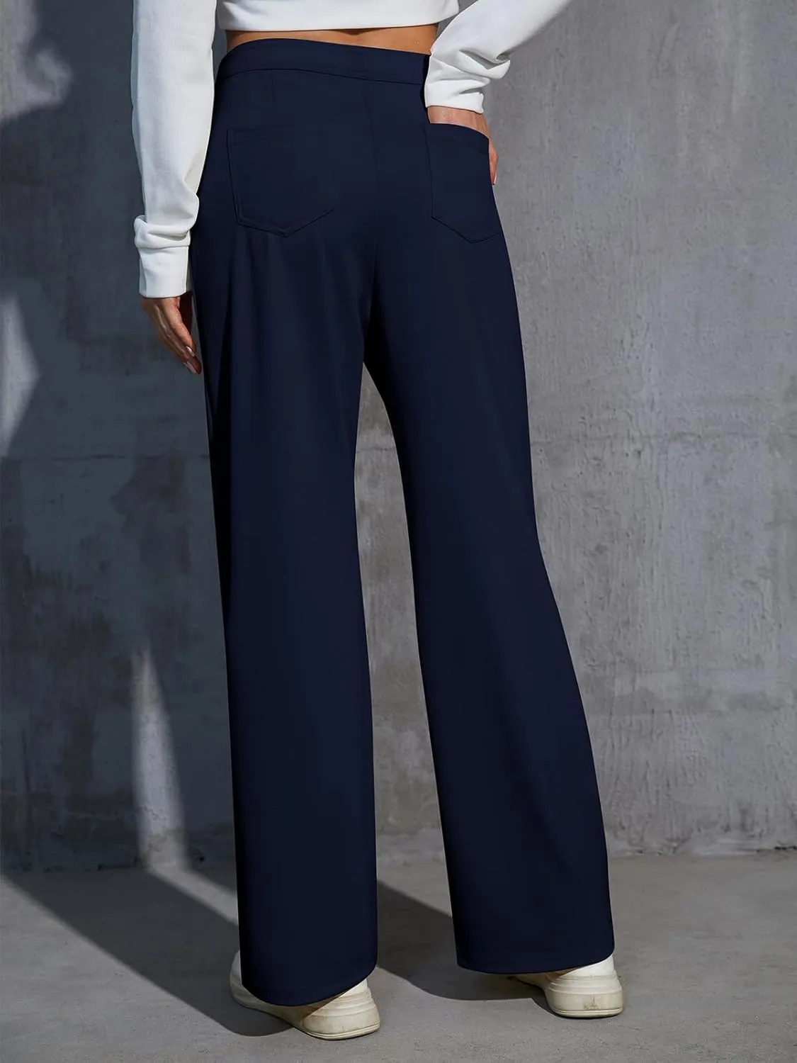 Womens Wide Leg Pants High Waisted Casual Pants for Women Stretchy Business Dress Work Pocket Trousers Pant 2025