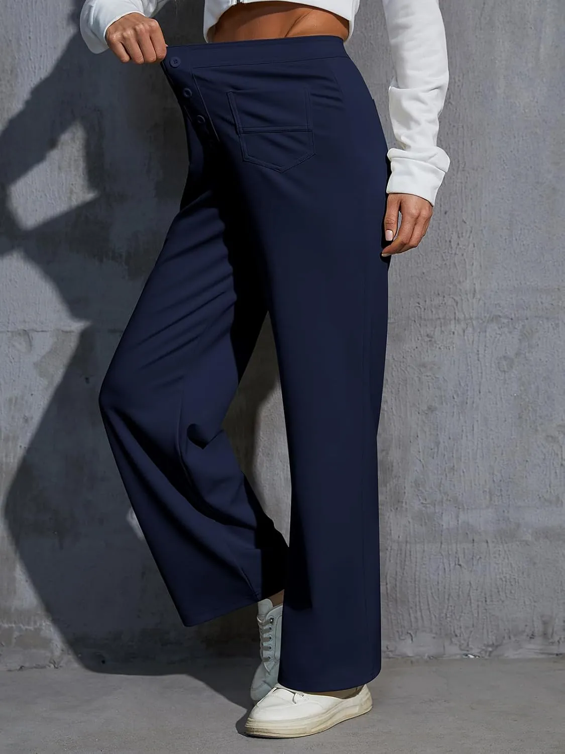 Womens Wide Leg Pants High Waisted Casual Pants for Women Stretchy Business Dress Work Pocket Trousers Pant 2025