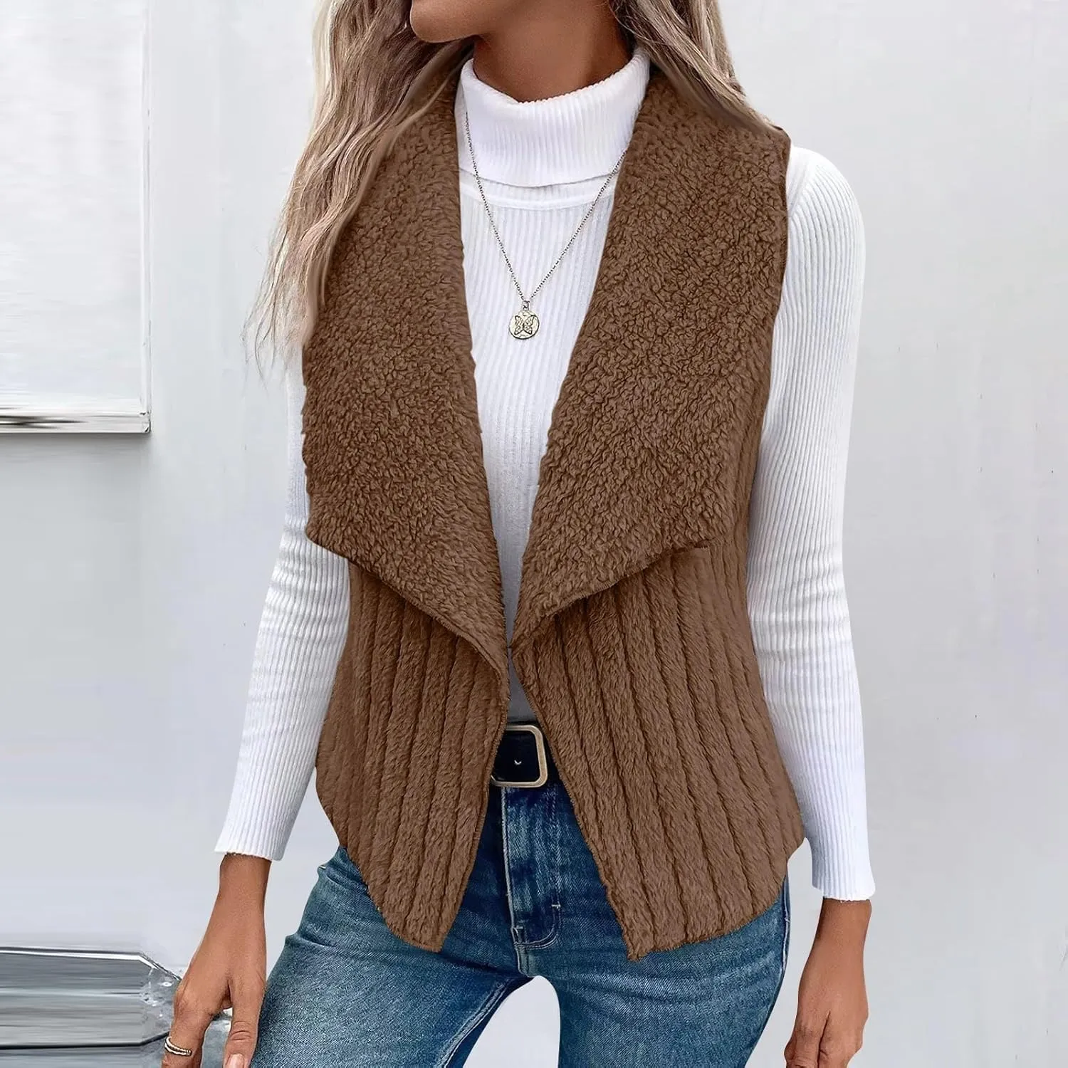 Womens Winter Coats Fashion Fall Winter Casual Solid Color Sleeveless Versatile Vest Jacket