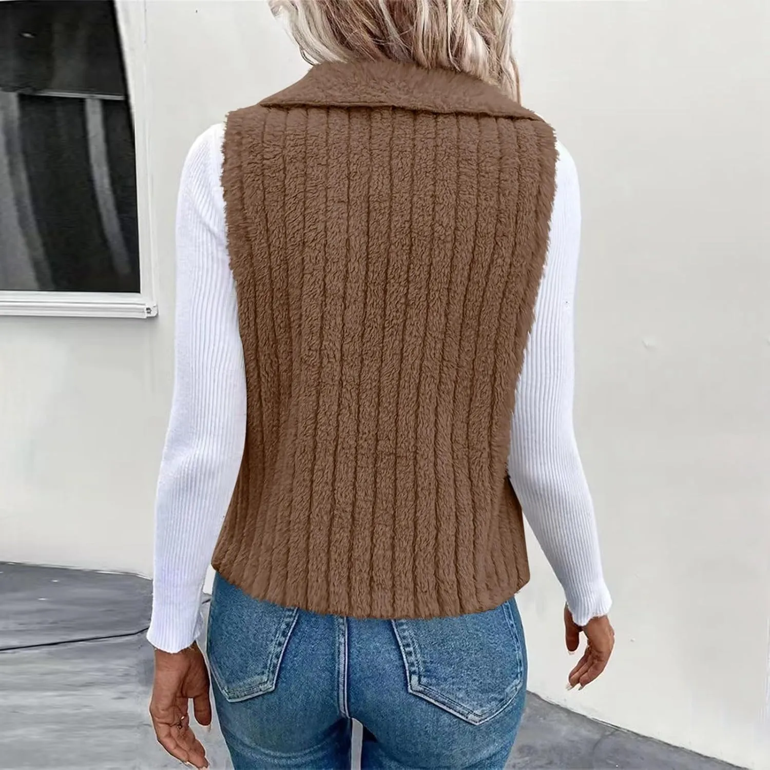 Womens Winter Coats Fashion Fall Winter Casual Solid Color Sleeveless Versatile Vest Jacket