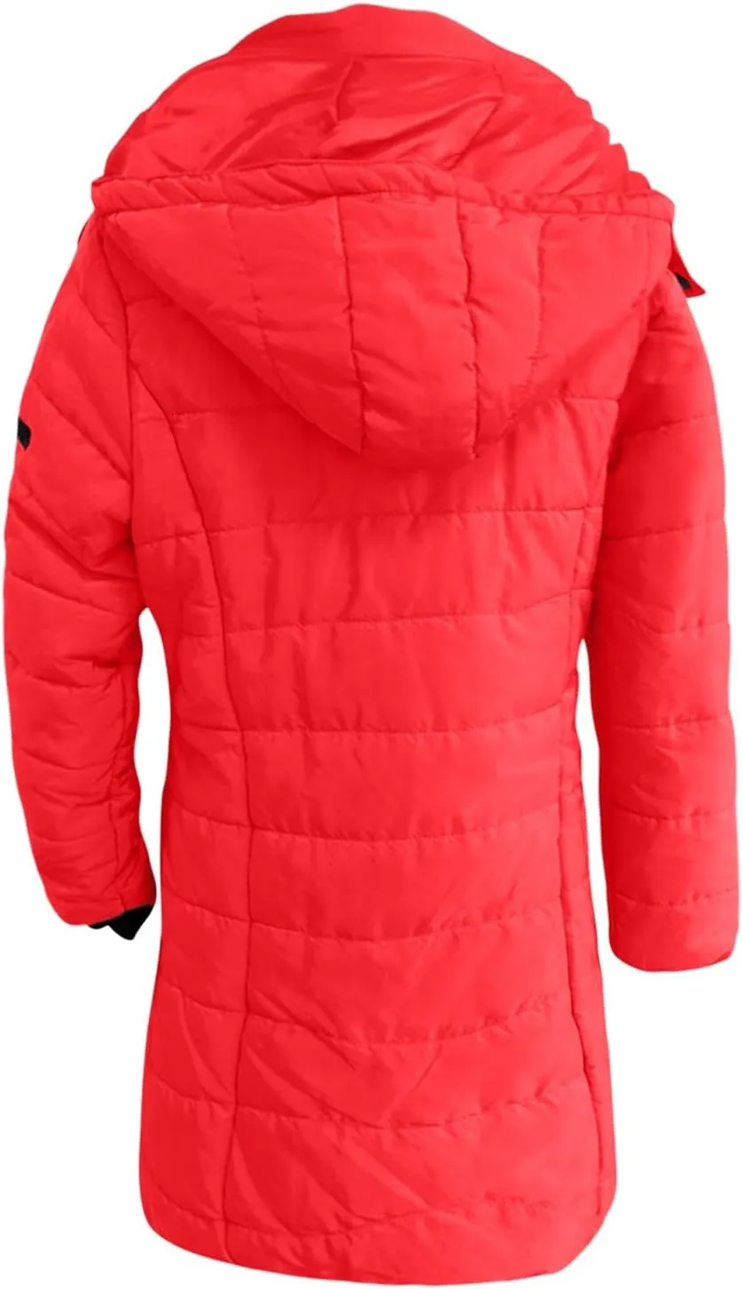 Womens Winter Coats with Hood Thicken Quilted Puffer Parka Jacket Oversized Long Sherpa Jackets Warm Bubble Coat