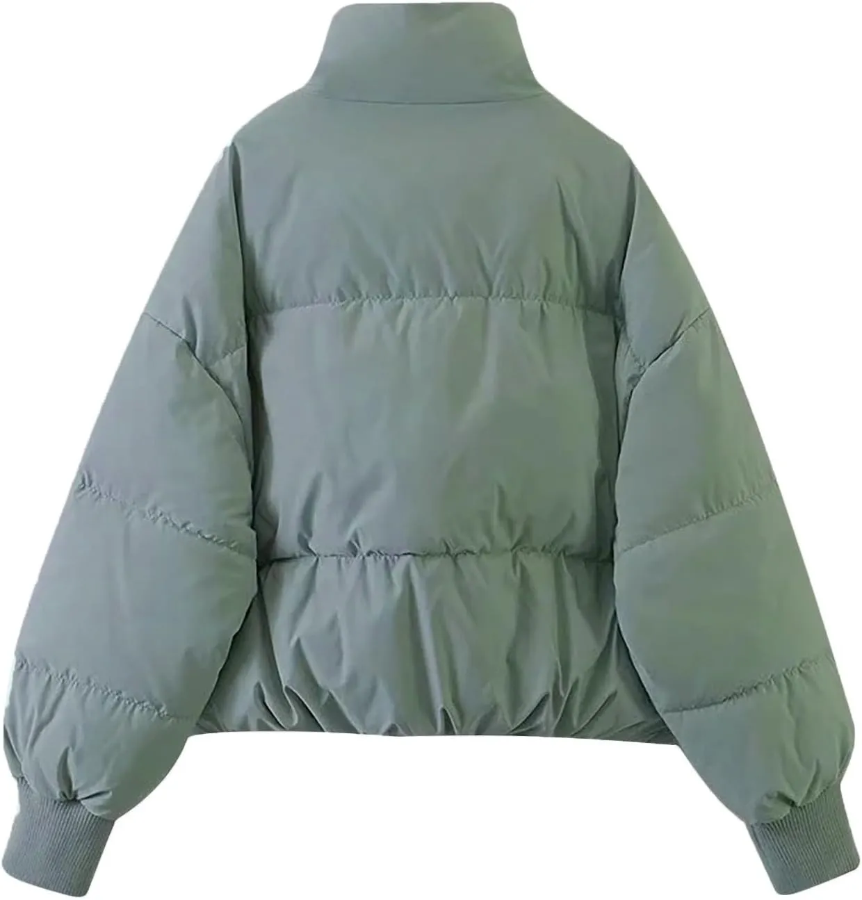 Women's Winter Stand Collar Puffer Jacket Zipper Baggy Short Padded down Coats Fluffy Thermal Warm Bread Cotton Coats