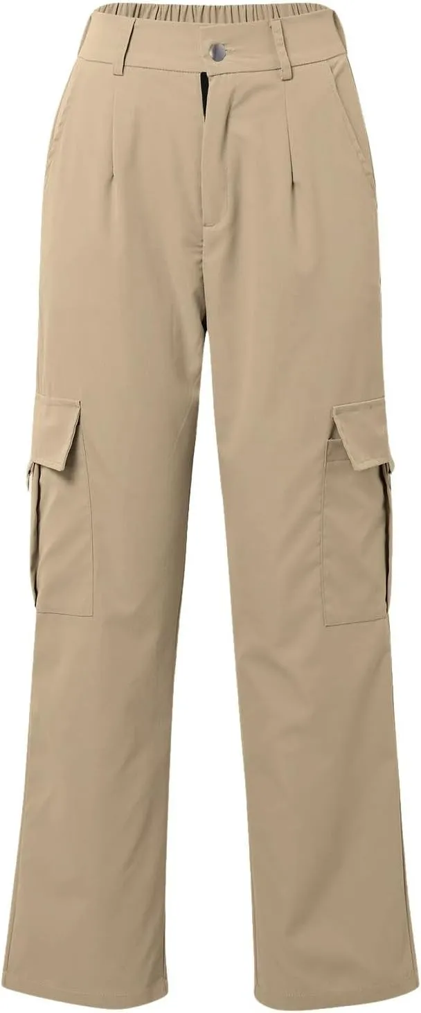 Y2K Cargo Pants for Women Teen Girl Baggy Elastic High Waisted Casual Parachute Pant Straight Leg Streetwear Trousers