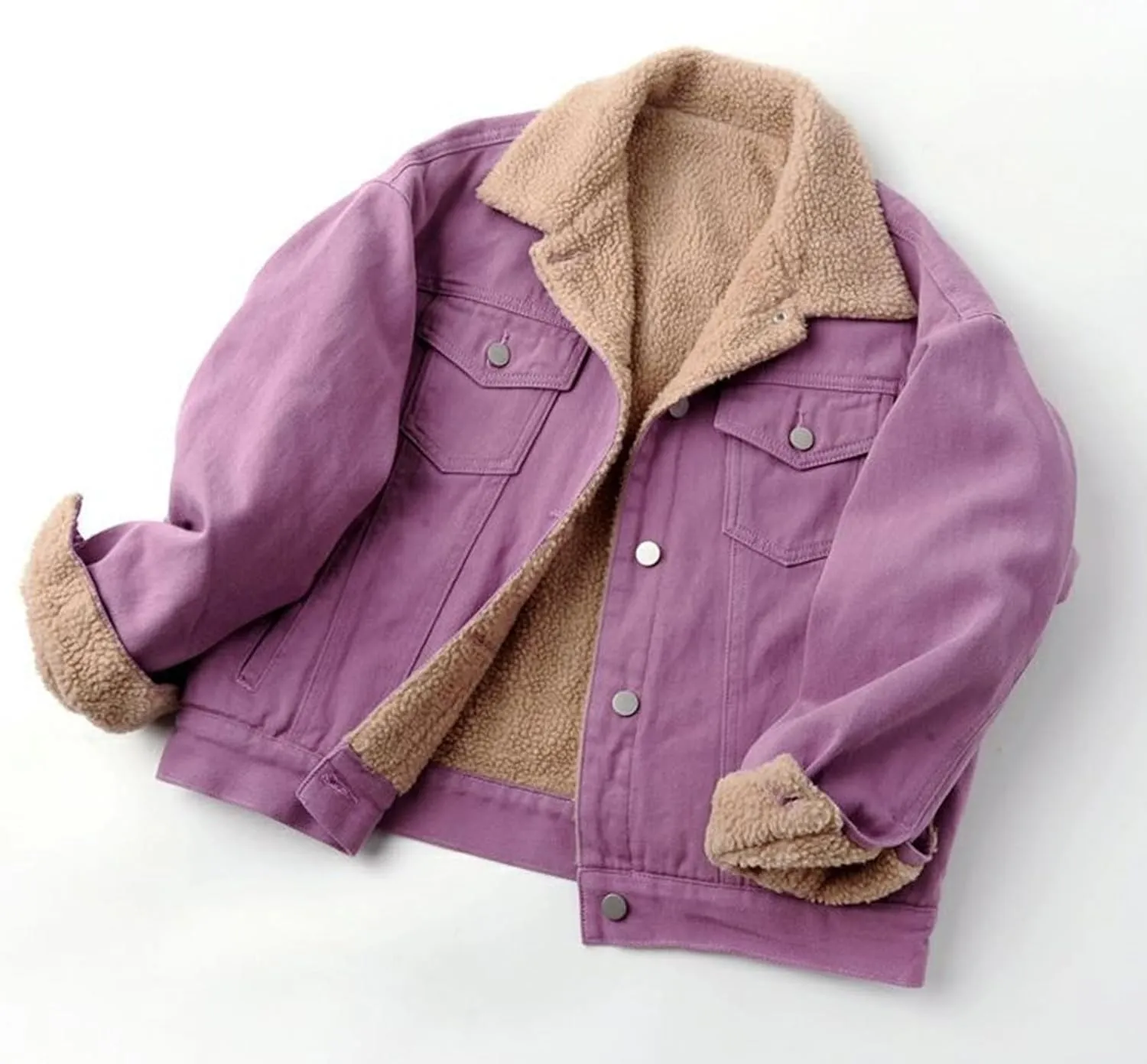 yardsong Denim Jackets for Women Winter Warm Fuzzy Fleece Lined Jean Coats Button Down Lapel Collar Trucker Outerwear