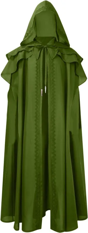Zeiyignr Unisex Casual Poncho Cape Cloak Fashion Medieval Witch Cloak Full Length Halloween Christmas Fancy Cape Gothic Robe